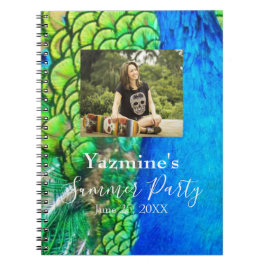 ピーコックブルーグリーンフェザーのテクスチャ夏の写真 ノートブック