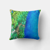 ピーコックブルーグリーンフェザーテクスチャサマービーブス クッション (裏面)