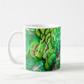 ピーコックブルーグリーンフェザーテクスチャサマービーブス コーヒーマグカップ (左)