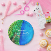 ピーコックブルーグリーンフェザーテクスチャサマービーブス ペーパープレート (パーティー)