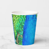 ピーコックブルーグリーンフェザーテクスチャサマービーブス 紙コップ (裏面)