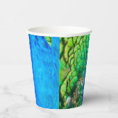 ピーコックブルーグリーンフェザーテクスチャサマービーブス 紙コップ (右)
