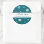 ピーコックブルーサンキューウィンターウェディングメッセージカード ラウンドシール (バッグ)