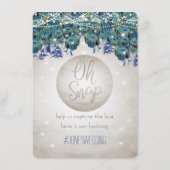 ピーコックブルーシルバーOHスナップ結婚のハッシュタグカード (裏面)