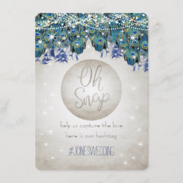 ピーコックブルーシルバーOHスナップ結婚のハッシュタグカード