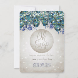 ピーコックブルーシルバーOHスナップ結婚のハッシュタグカード
