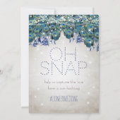 ピーコックブルーシルバーOHスナップ結婚のハッシュタグカード (裏面)