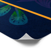 ピーコックブルージュエルトーンフローラ金ゴールド結婚文字 ポスター (角)