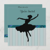 ピーコックブルーダンスパーティの招待状 招待状 (正面/裏面)