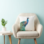 ピーコックブルーティール（緑がかった色）バードホワイト クッション (椅子)