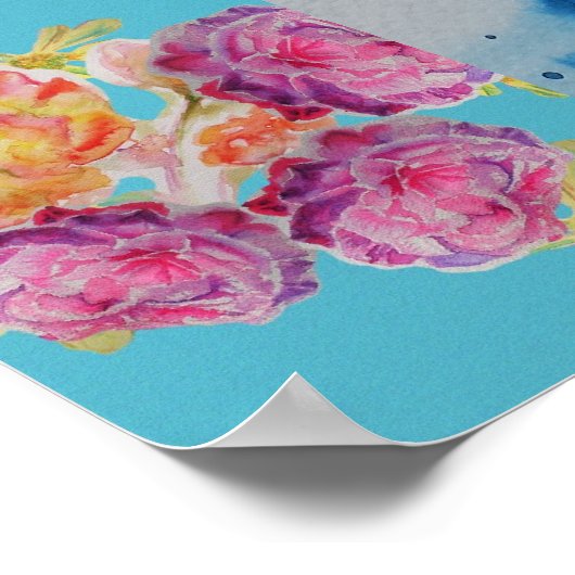 ピーコックブルーバードウォーター色アクアバラポスター ポスター (角)