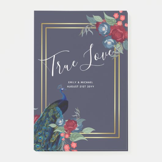 ピーコックブルーブルガンディーウィンター秋の結婚式 ポストイット (正面)