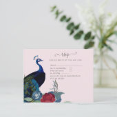 ピーコックブルーブルガンディーウィンター秋の結婚式 ポストカード (スタンド正面)
