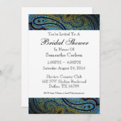 ピーコックブルーペイズリーブライダルシャワー 招待状 (正面/裏面)