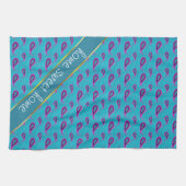 ピーコックブルーペイズリー キッチンタオル (横)