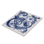 ピーコックブルーホワイトスワールヴィンテージフォークデザイン タイル (側面)