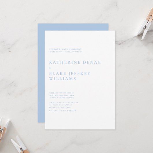 ピーコックブルーモダン結婚式招待状 招待状 (正面/裏面インサイチュ)