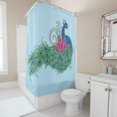 ピーコックブルーロータスフラワーヘンナ シャワーカーテン (インサイチュ)