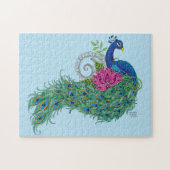 ピーコックブルーロータスフラワーヘンナ ジグソーパズル (横)