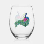 ピーコックブルーロータスフラワーヘンナ ステムなしワイングラス (正面)