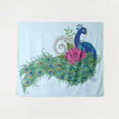 ピーコックブルーロータスフラワーヘンナ タペストリー (正面(横))