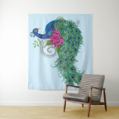 ピーコックブルーロータスフラワーヘンナ タペストリー (インサイチュ)