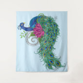 ピーコックブルーロータスフラワーヘンナ タペストリー (正面)