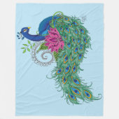 ピーコックブルーロータスフラワーヘンナ フリースブランケット (正面)