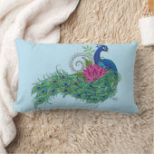 ピーコックブルーロータスフラワーヘンナ ランバークッション (ブランケット)