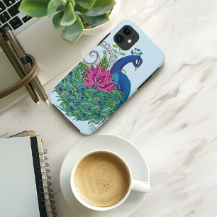 ピーコックブルーロータスフラワーヘンナ iPhone 11 ケース