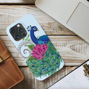 ピーコックブルーロータスフラワーヘンナ iPhone 13 PROケース