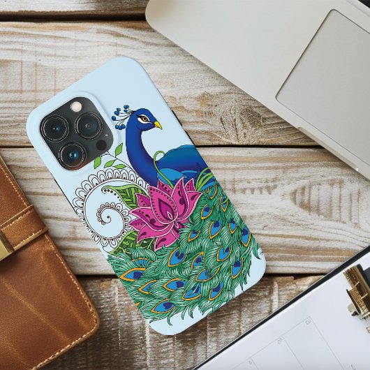 ピーコックブルーロータスフラワーヘンナ Case-Mate iPhoneケース