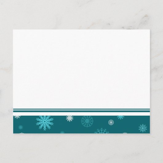 ピーコックブルー日付を保存する冬の結婚式はがき 案内ポストカード (裏面)