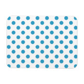 ピーコックブルー水玉模様サークル マグネット (横)