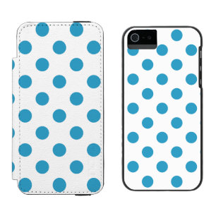 ピーコックブルー水玉模様サークル iPhone SE/5/5sウォレットケース