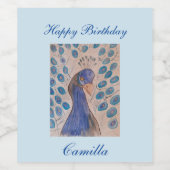 ピーコックブルー誕生日 ワインラベル (シングルラベル)