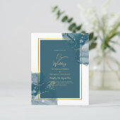 ピーコックブルー金ゴールドアルコールインクシックな結婚式の招待 (スタンド正面)