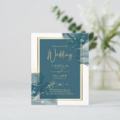 ピーコックブルー金ゴールドアルコールインクシックな結婚式の招待 (スタンド正面)