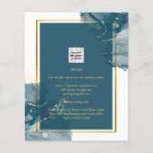 ピーコックブルー金ゴールドアルコールインクシックな結婚式の招待 チラシ (裏面)