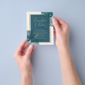 ピーコックブルー金ゴールドアルコールインクシックな結婚式の招待 チラシ (手)