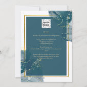 ピーコックブルー金ゴールドアルコールインクシックな結婚式の招待 招待状 (裏面)