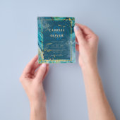 ピーコックブルー金ゴールドインク結婚抽象芸術 チラシ (手)