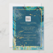 ピーコックブルー金ゴールドインク結婚抽象芸術 招待状 (裏面)