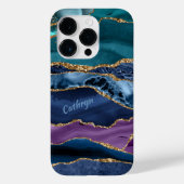 ピーコックブルー金ゴールドレース抽象芸術 Case-Mate iPhoneケース (裏面)