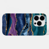 ピーコックブルー金ゴールドレース抽象芸術 Case-Mate iPhoneケース (裏面 (横))