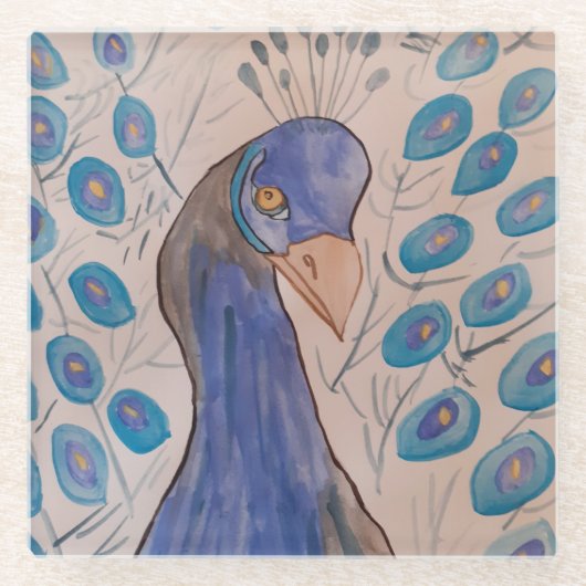 ピーコックブルー ガラスコースター (正面)