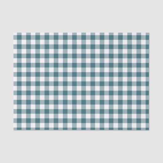 ピーコックブルー(ダークティール(緑がかった色)またはアクア)とホワイトギンガム 薄葉紙 (正面)