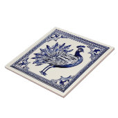 ピーコックブルー&ホワイトフォークアニマルアート タイル (側面)