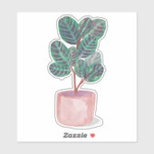 ピーコックプラントハウスプラントウォーターカラーイラストレーション シール (シート)