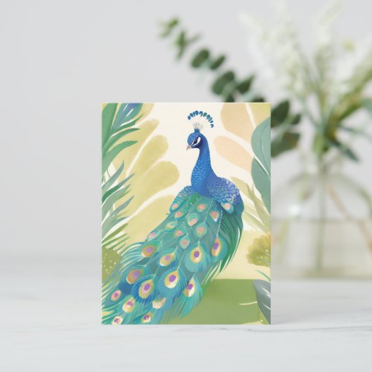 ピーコックプリンセス | 水彩動物自然 ポストカード (スタンド正面)